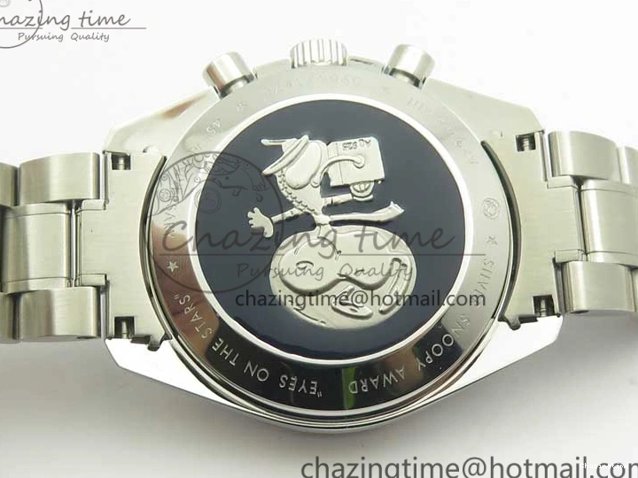 1227 Lightweight Speedmaster SS Snoopy OMF Best Edition White Dial on SS Bracelet Manual Winding Chrono Movement 7992